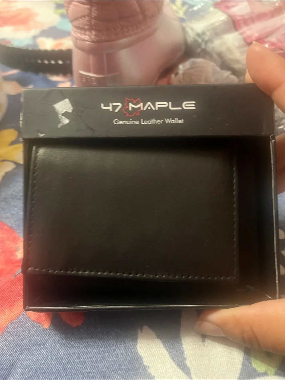 47 Maple Genuine Leather Men's Slim tri fold Wallet | Black Leather Wallet